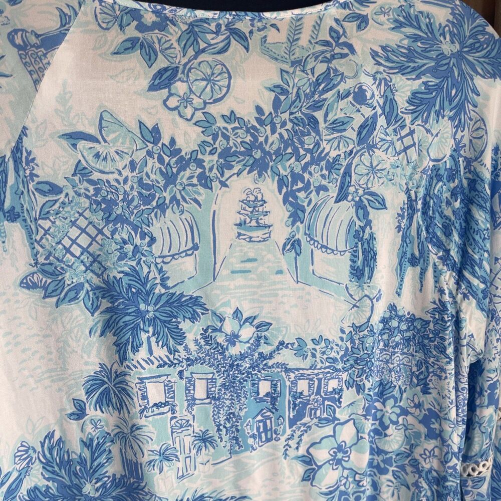 Lilly Pulitzer Azita Tunic Dress in Multi "Toile Me About It" Tassels M - Picture 5 of 9